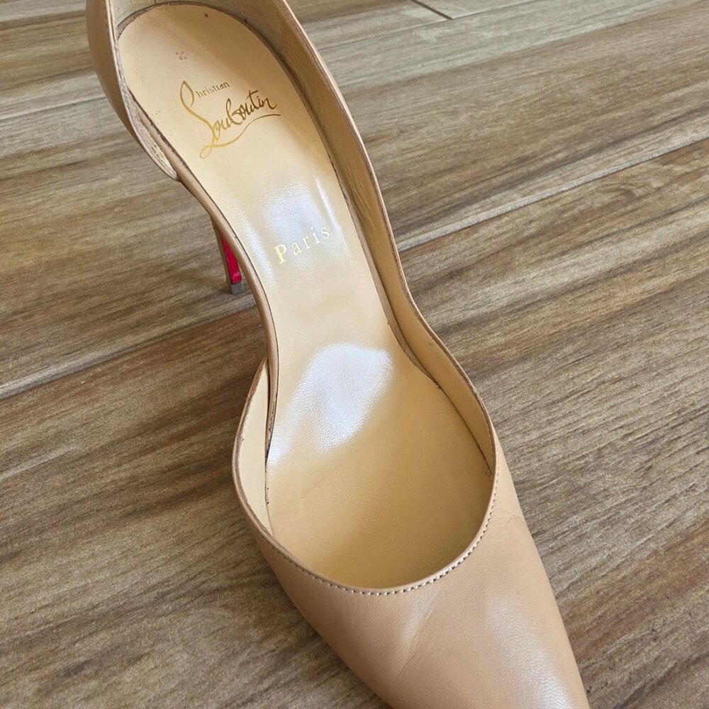 Christian Louboutin Iriza 100 Nude Leather Patent Shoes Eu.r 39.5